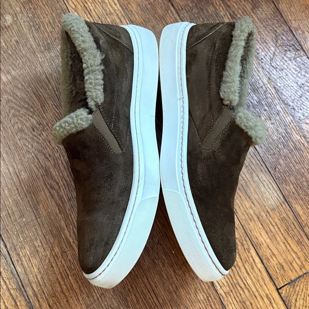 M Gemi sneakers slip on brown suede tan sherpa lined Italian EU 38 US 7.5 cozy